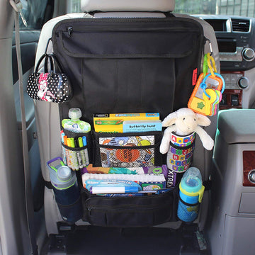 Lusso Gear Heavy Duty Back Seat Car Organizer Extra Large For Powerful Protection, Sag Proof & Reinforced Corners, Protects Ipad