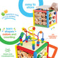 Wooden Activity Play Cube 6 in-1 for Baby with Removable Bead Maze, Shape Sorter, Abacus Counting Beads & Numbers, Sliding Shape