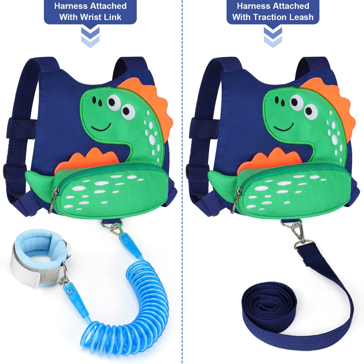 Toddler Harness Leash With Anti Lost Wrist Link, Accmor Cute Dinosaur Kids Harness Children Leash For Outdoor Travel, Adorable B