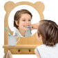Kizfarm Montessori Wooden Acrylic Wall Mirror for Toddlers, Entryway Mirror with Hooks and Shelf, Unbreakable Kids Safety Self-C