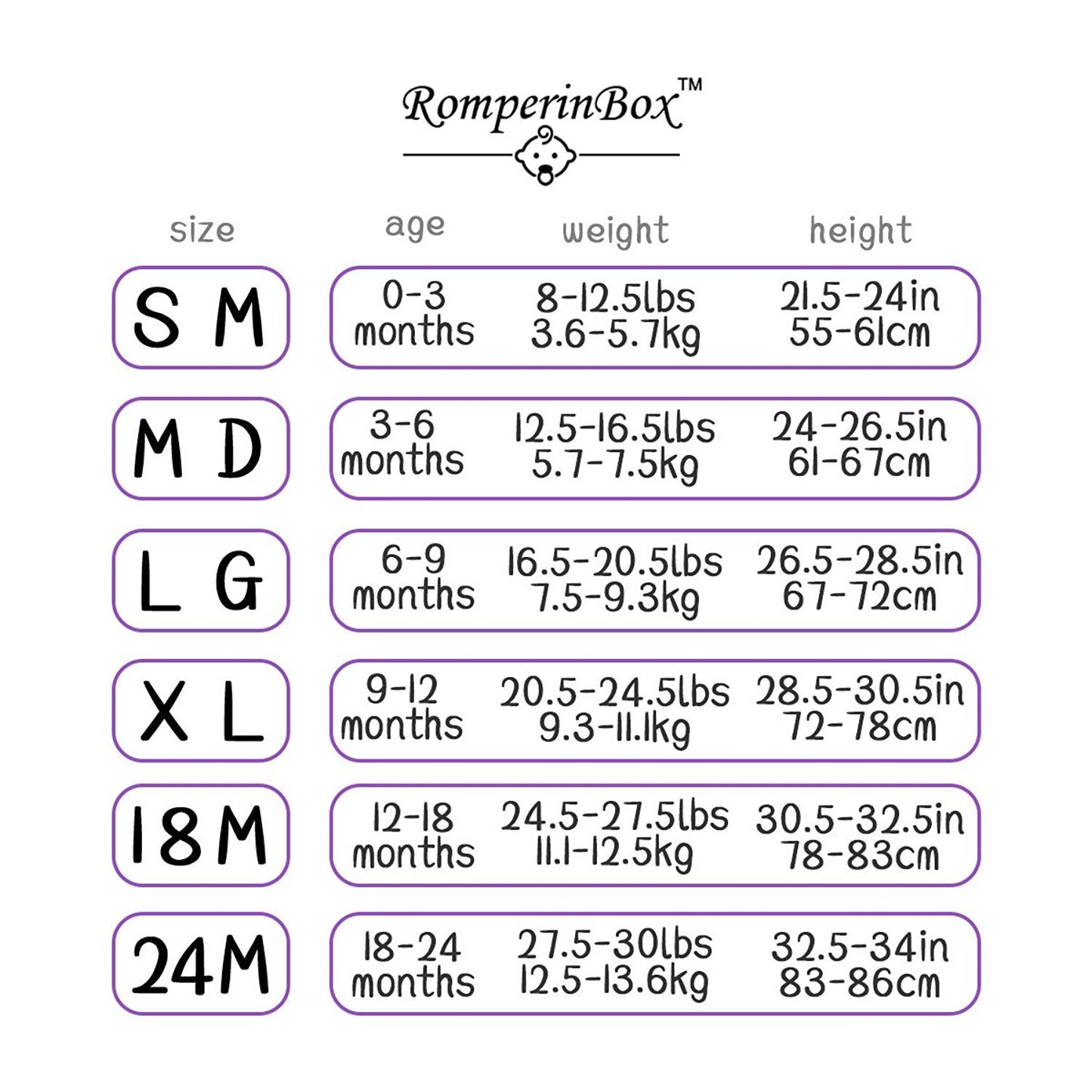 Romperinbox Unisex Solid Baby Bodysuit 0-24 Months (12-18 Months, Purple Long Sleeve)