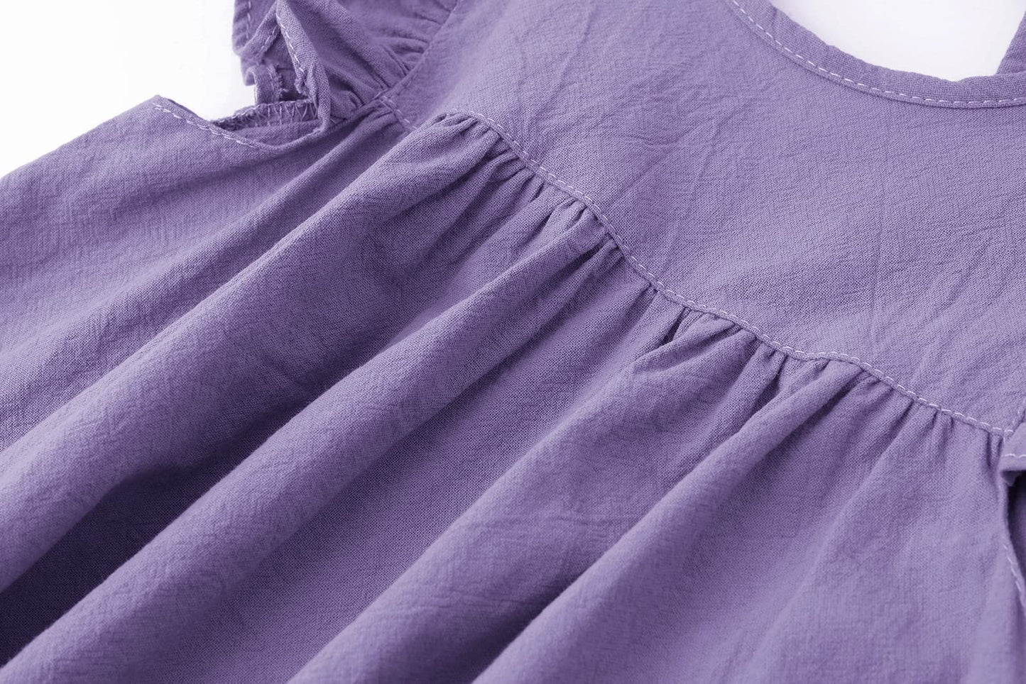 Lyxiof Toddler Baby Girl Cotton Linen Dress Ruffle Sleeve Halter Sleeveless Kids Casual Dresses Dark Purple 100Cm