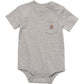 Carhartt unisex-baby Short-Sleeve Pocket Bodysuit, Heather Grey, 9M