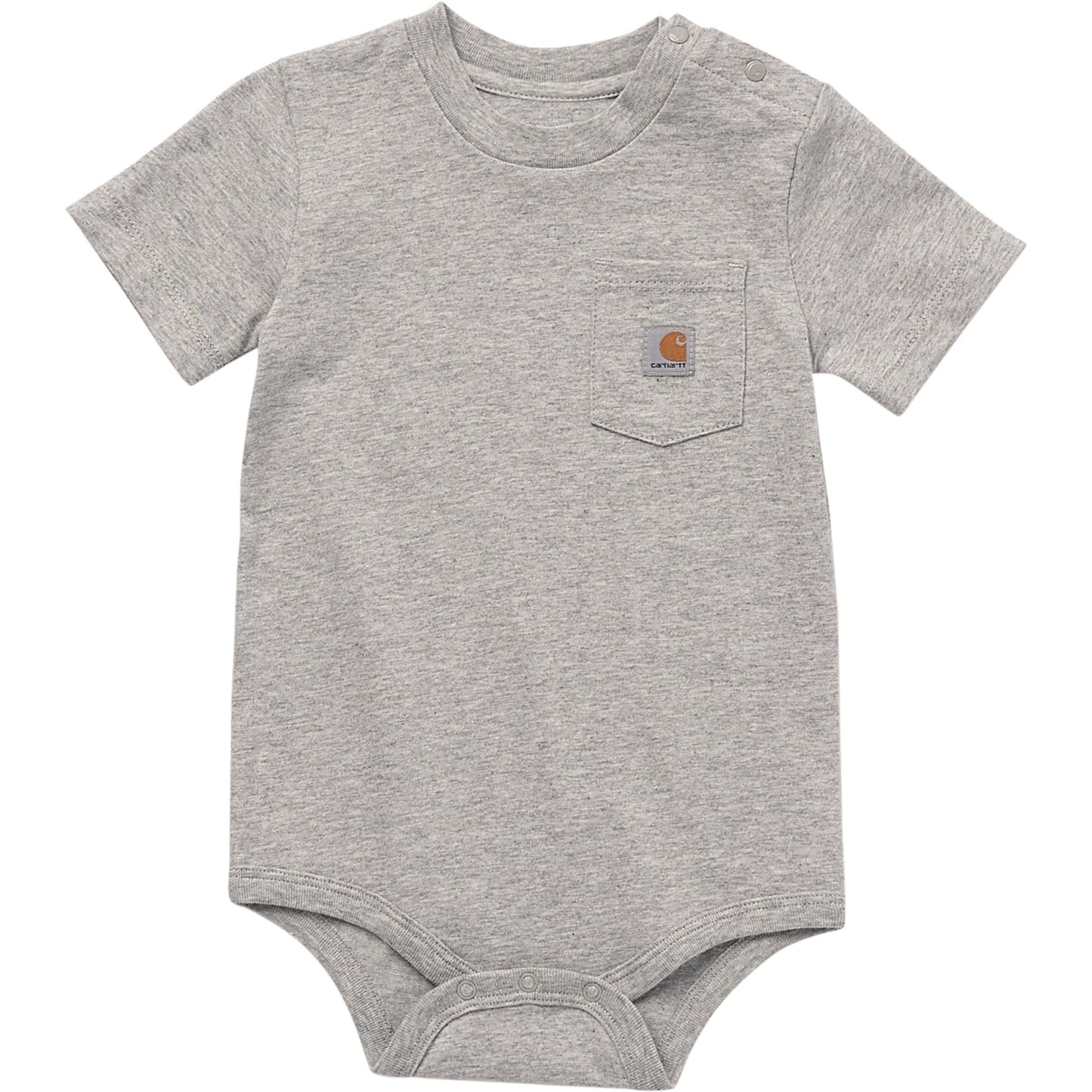 Carhartt unisex-baby Short-Sleeve Pocket Bodysuit, Heather Grey, 9M