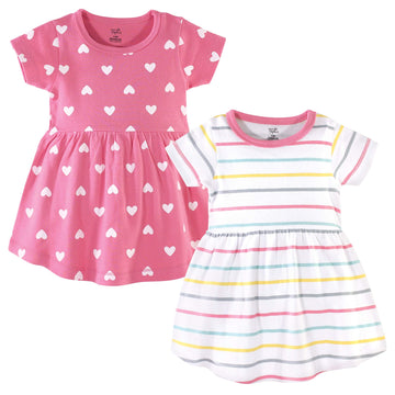 Hudson Baby Infant And Toddler Girl Cotton Dresses Candy Stripes, 2 Toddler