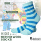 Children'S Winter Warm Wool Solid Color Socks Kids Boy Girls Thermal Crew Socks 6 Pairs (6 Pairs Stripe, 4-7 Years)
