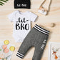 Baby Boy Clothes 3-6 Months Outfits Short Sleeve Cotton Romper + Little Bro Pants + Hat Cute Infant Summer Clothing Set