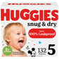 Huggies Size 5 Diapers, Snug & Dry Baby Diapers, Size 5 (27+ Lbs), 132 Count, Packaging May Vary