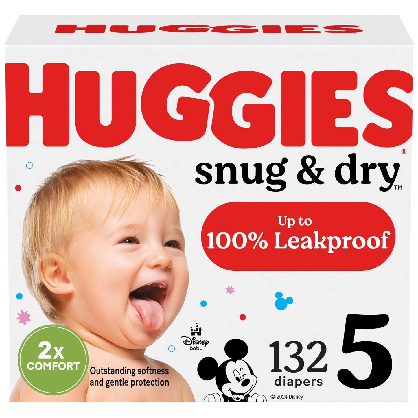 Huggies Size 5 Diapers, Snug & Dry Baby Diapers, Size 5 (27+ Lbs), 132 Count, Packaging May Vary