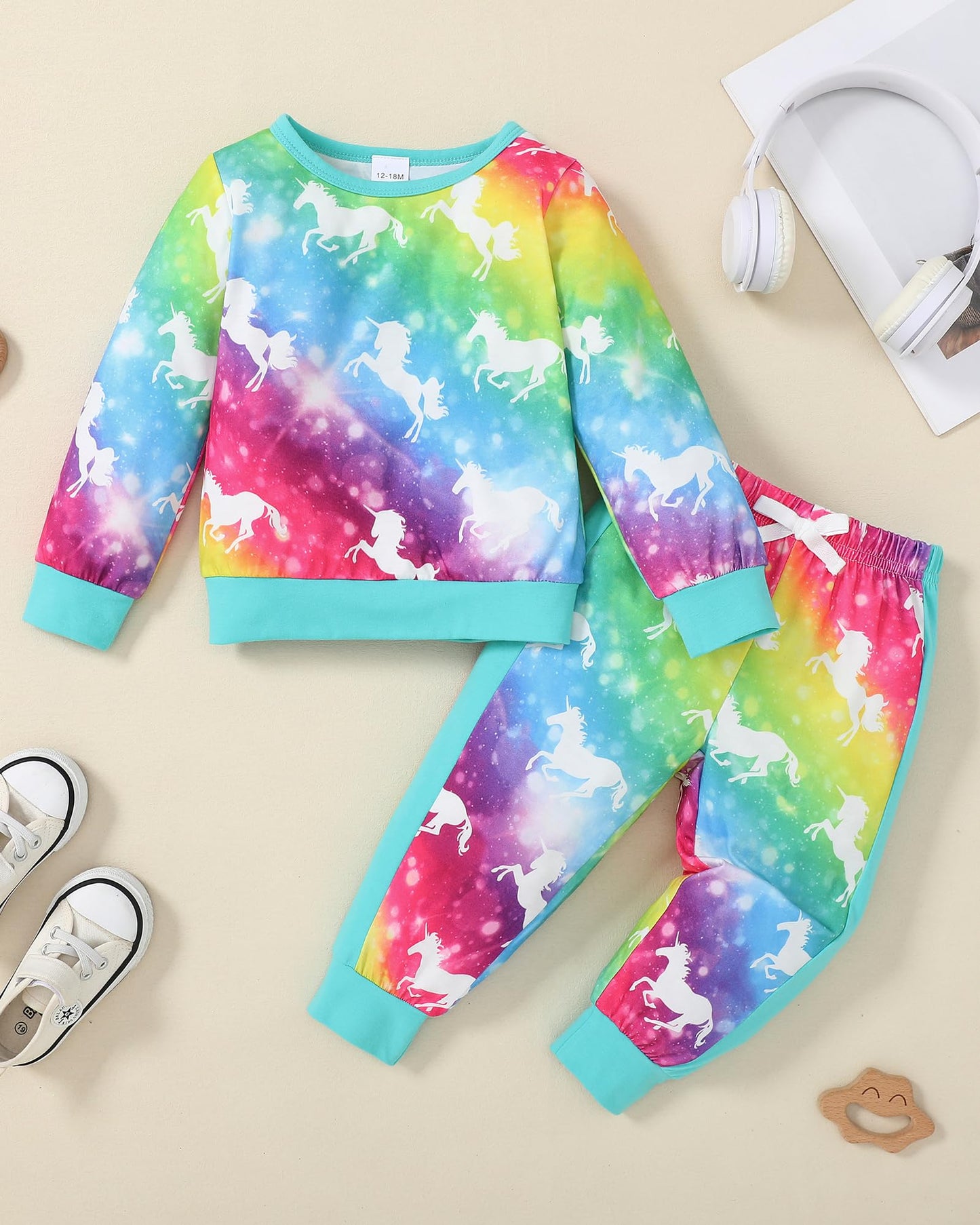 Yallet Toddler Girls Clothes Baby Girl Fall Outfits Long Sleeve Sweatshirt Pants Sets Winter Sweatsuit Clothing For Girl 18-24 M