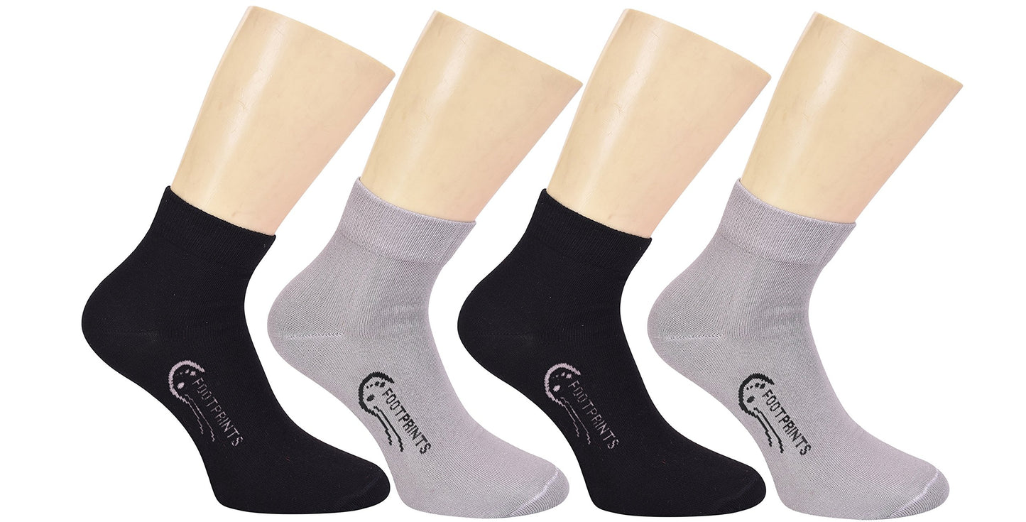 Footprints Organic Cotton Odour Free Ankle Formal Unisex Socks  Pack Of 4 Pairs (2Black2Grey)