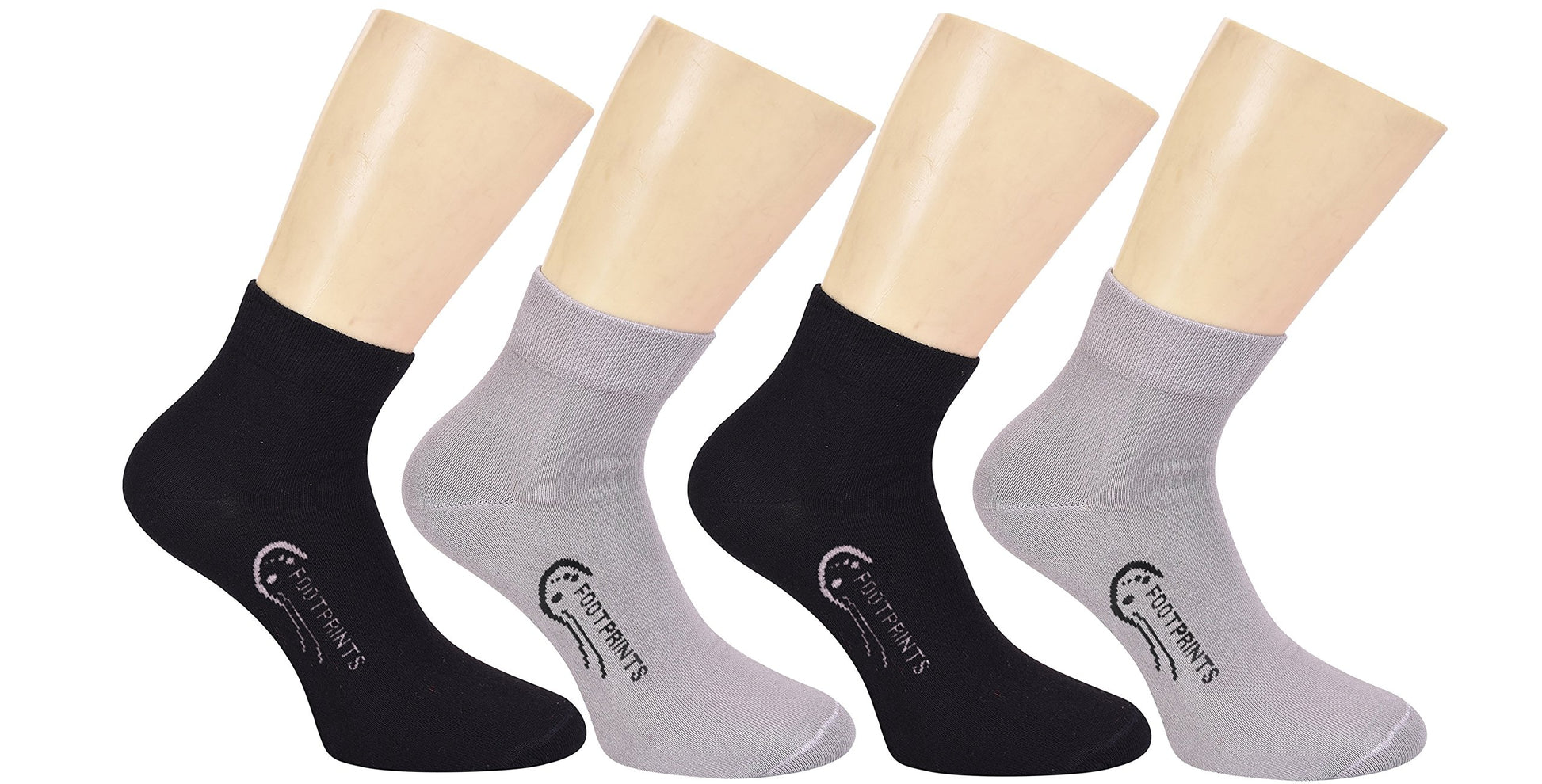 Footprints Organic Cotton Odour Free Ankle Formal Unisex Socks  Pack Of 4 Pairs (2Black2Grey)