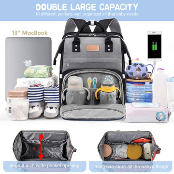 Lexiroman Diaper Bag Backpack, Large Capacity Multifunction Diaper Backpack With Changing Pad For Boy Girl, Travel Baby Bag For