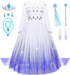 Aoiviss Girls Princess Costumes Snow Queen Princess Dresses Fancy Dress Up Clothes For Halloween Snow Party Cosplay, White