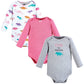 Hudson Baby Baby Girls Cotton Long-Sleeve Bodysuits And Toddler T Shirt Set, Cuteasaurus 3-Pack, 9-12 Months Us