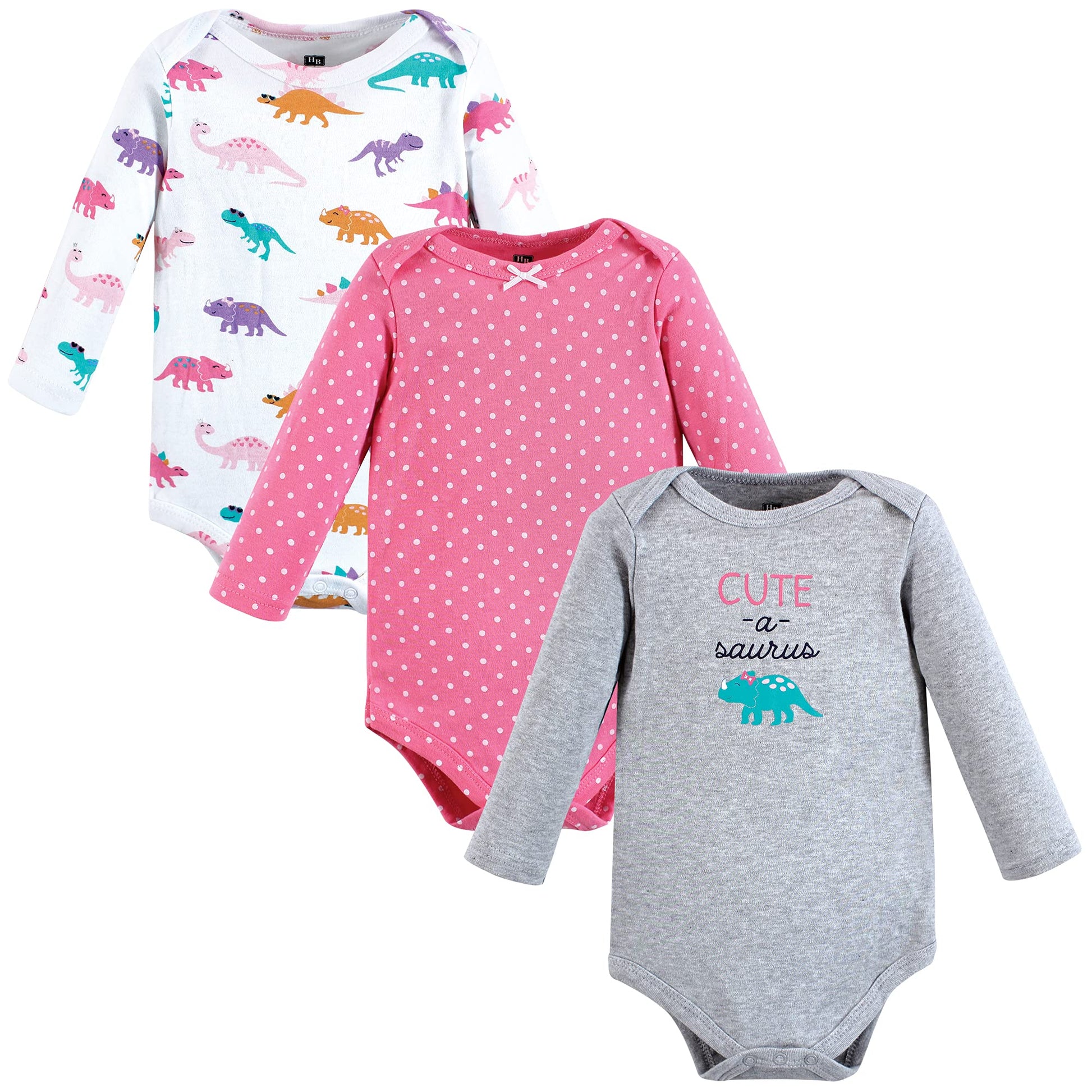 Hudson Baby Unisex Baby Cotton Long-Sleeve Bodysuits Cuteasaurus 3-Pack, 12-18 Months