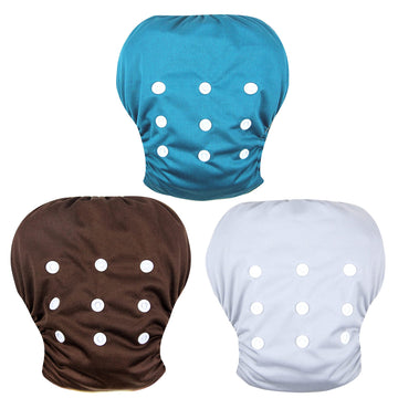 Wegreeco Baby & Toddler Snap One Size Adjustable Reusable Baby Swim Diaper (Brown, Blue, Grey, Small, 3 Pack)