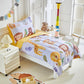 Joyreap 4 Piece Toddler Bedding Set- Cartoon Zoo Theme Animals Purple Design, Microfiber Toddler Bedding Comforter Set For Kids