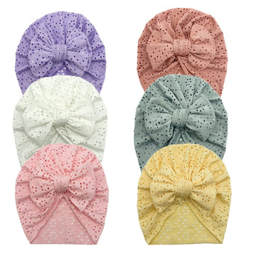Gezisan Baby Turban Newborn Baby Girl Hospital Hat Nursery Beanie Headwrap Bohemia Donuts Cap (Hole02-6Pcs)