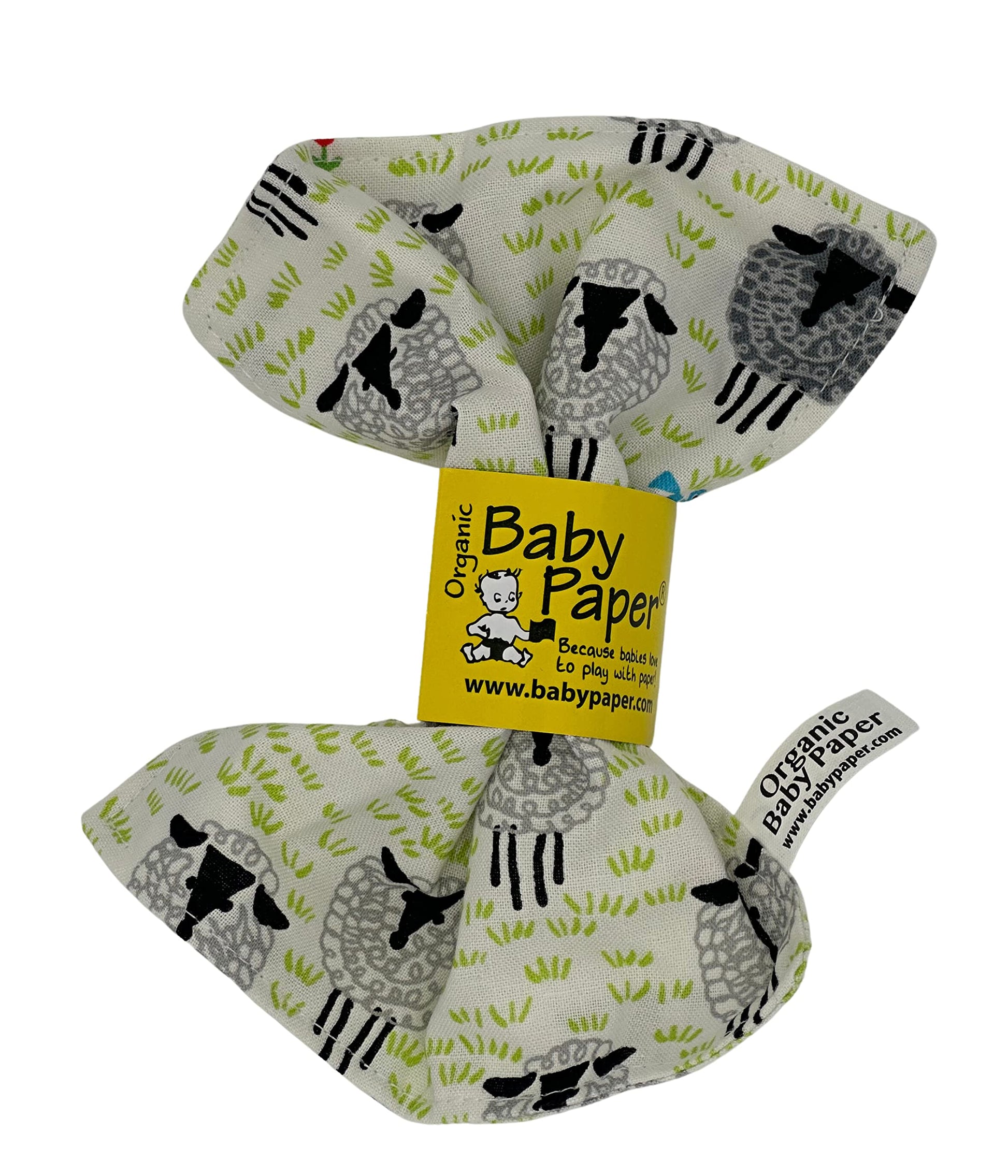 Original Baby Paper - Crinkle Teether and Sensory Toy for Babies and Infants | Organic Sheep | Non-Toxic, Washable | Great for B