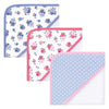 Luvable Friends Unisex Baby Cotton Terry Hooded Towels, Floral, One Size