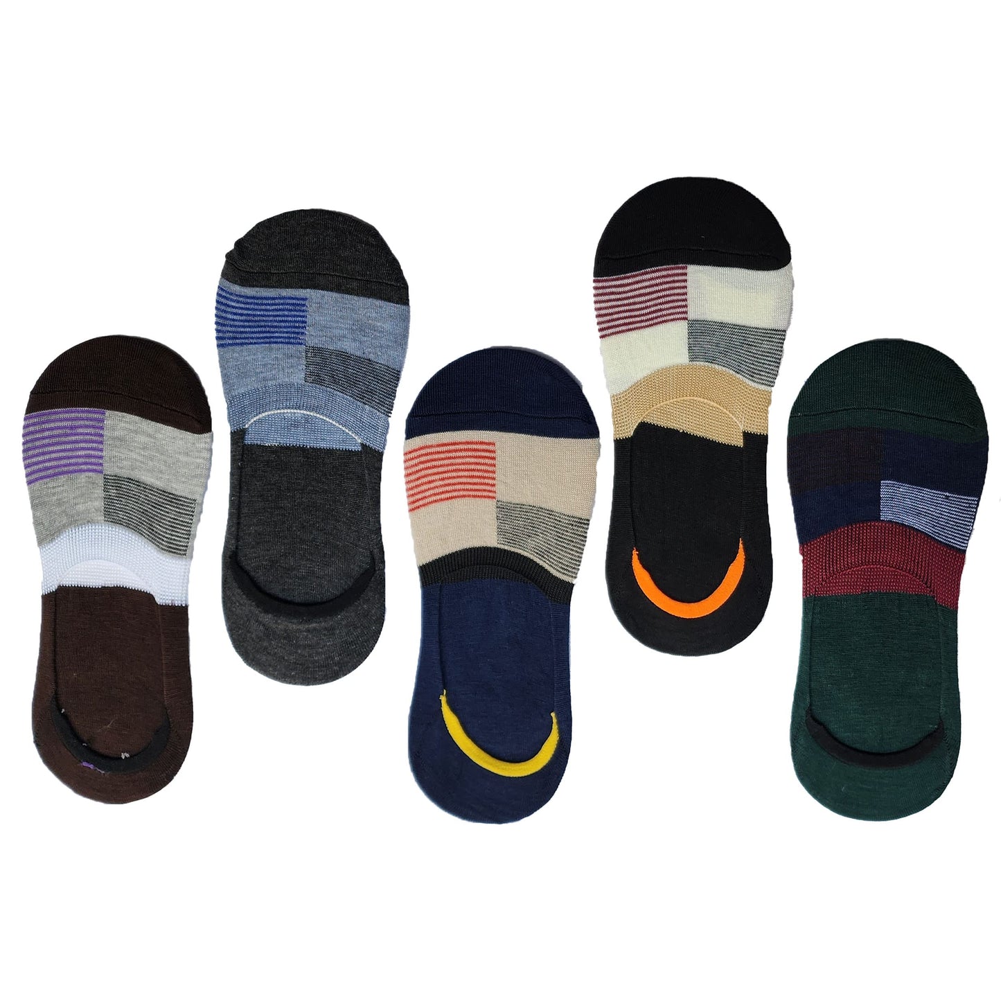 Queery Men Cotton No Show Invisible Loafer Socks Pack Of 5 D2