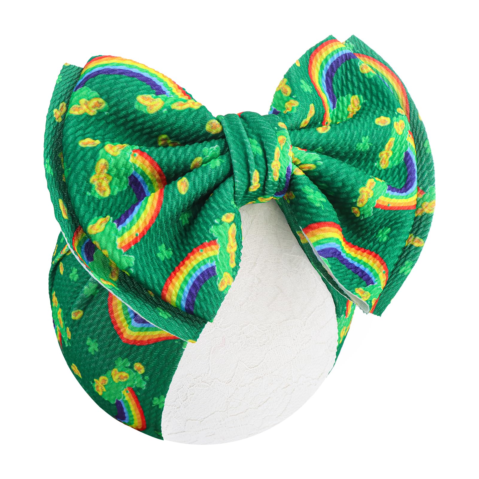 Oneninedream 7    Xmas St Patricks Baby Girl Bows Green Shamrock Rainbow Headbands Soft Tied Hairband With Bows For Infant Newbo