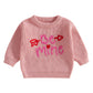 Nokpsedcb Baby Girl Cute Long Sleeve Heart Flowers Embroidery Oversized Sweater Toddler Valentine Outfit (Pink Be Mine, 3-4 Year