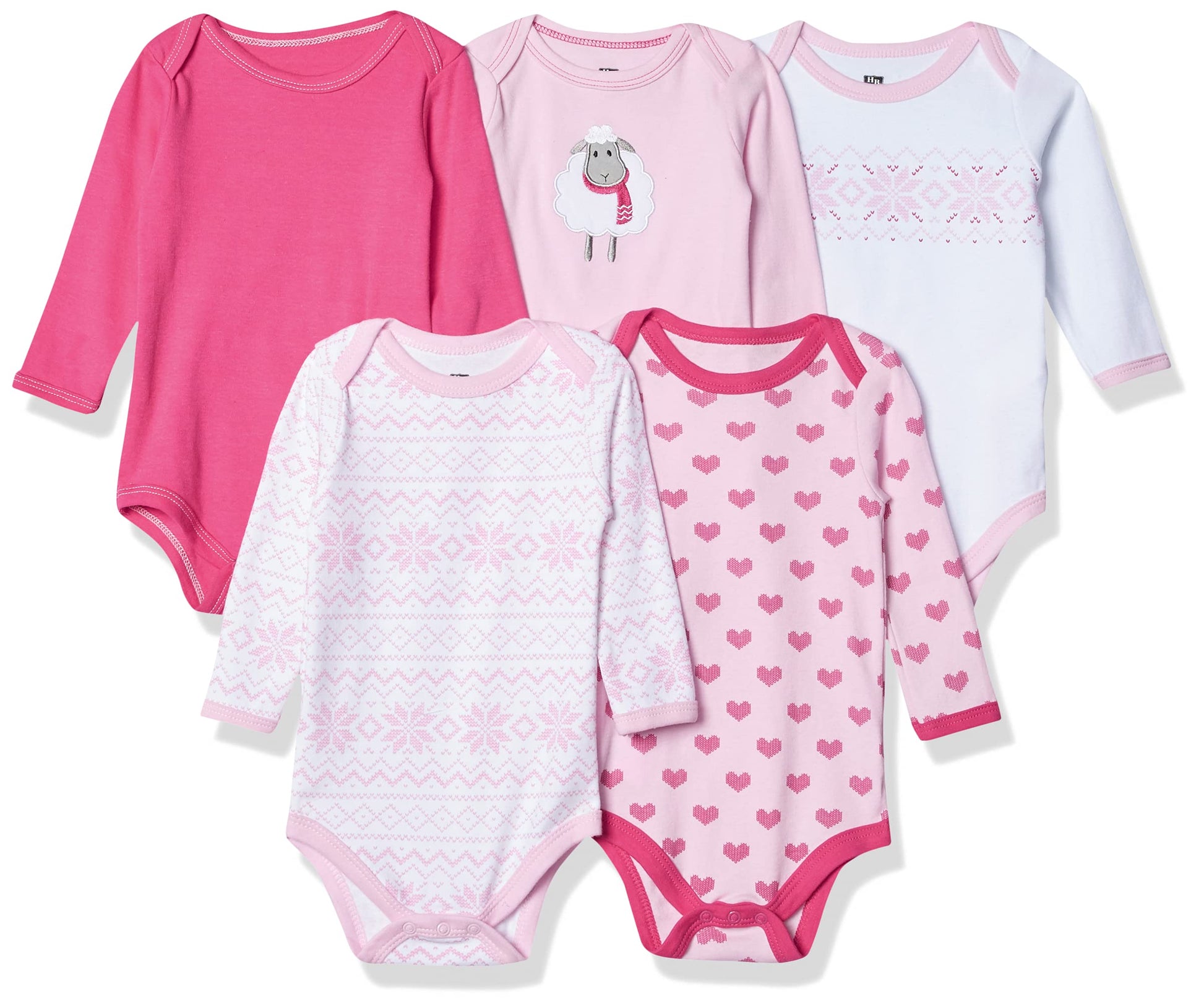 Hudson Baby Unisex Baby Cotton Long-Sleeve Bodysuits Sheep, 3-6 Months