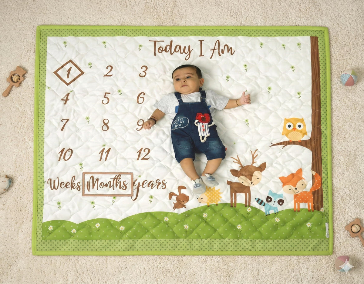 New Comers Milestone Baby Blanket For All Season, Multiuse Cotton Blanket & Prop For Summer/Winter/Ac Room, Blankets For Kids/Ne