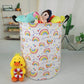 Huayee 19.7 Inches Large Laundry Basket Waterproof Round Cotton Linen Collapsible Storage Bin With Handles For Hamper Kids Room,