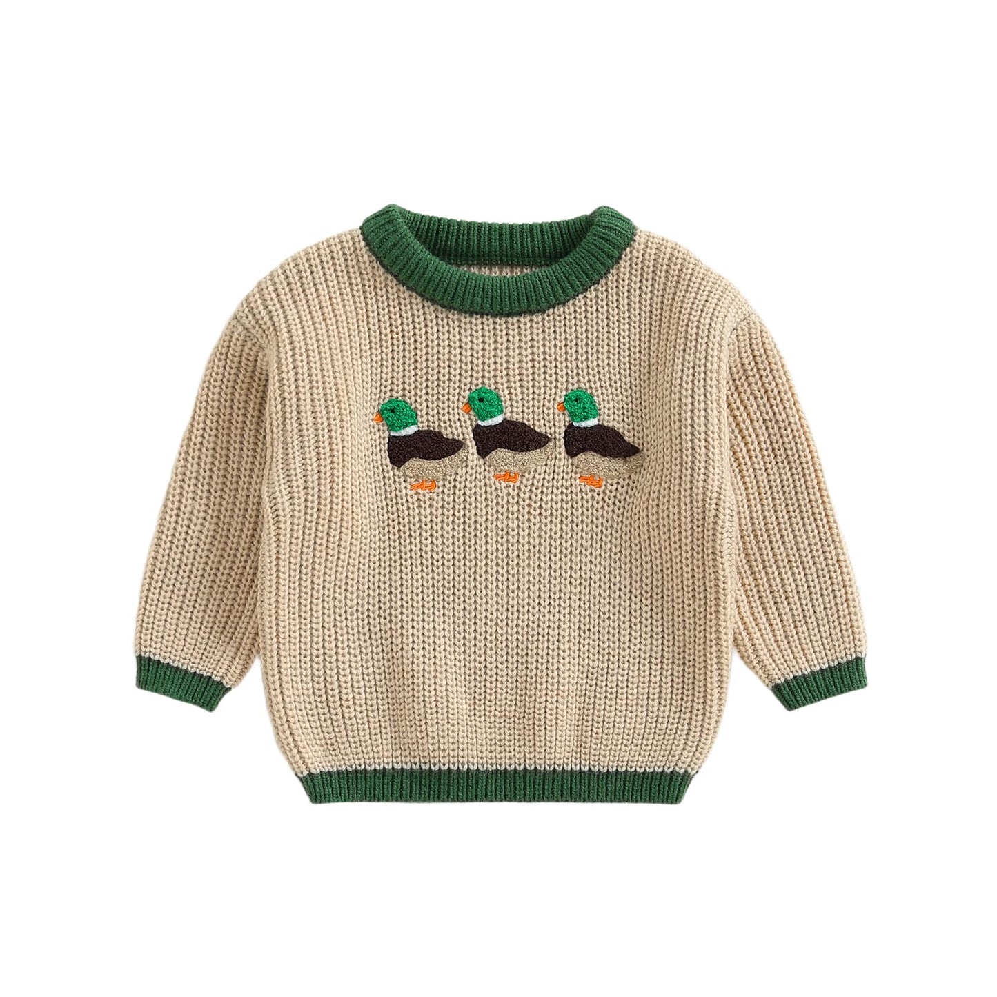 Toddler Baby Boy Chunky Knit Sweater Cowboy Mallard Duck Country Western Knitwear Warm Winter Hunting Clothes (Multicolor, 18-24