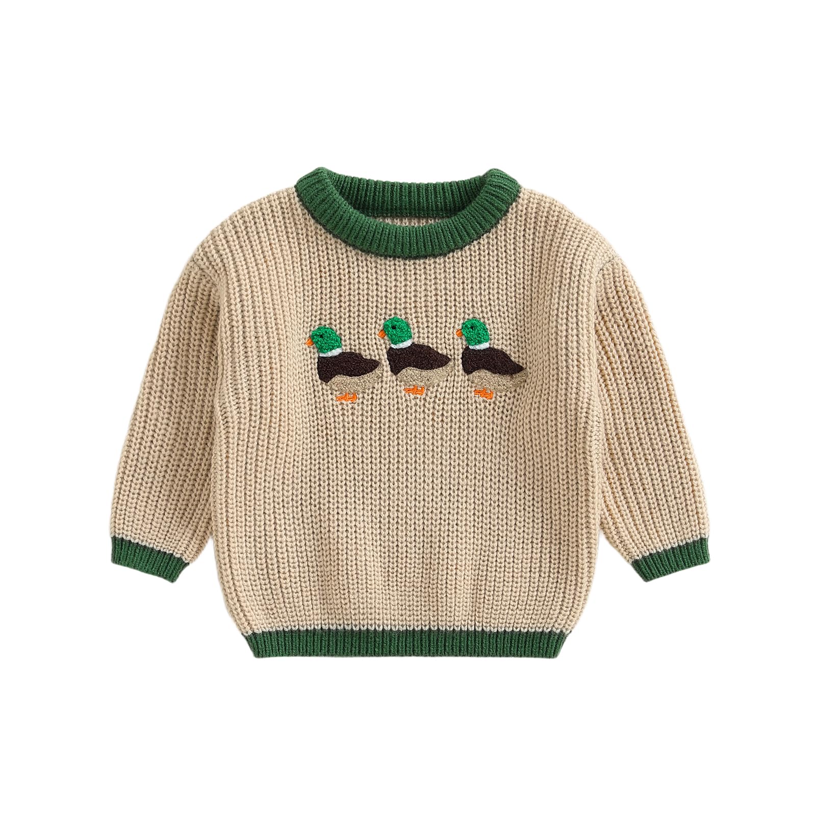 Toddler Baby Boy Chunky Knit Sweater Cowboy Mallard Duck Country Western Knitwear Warm Winter Hunting Clothes (Multicolor, 18-24