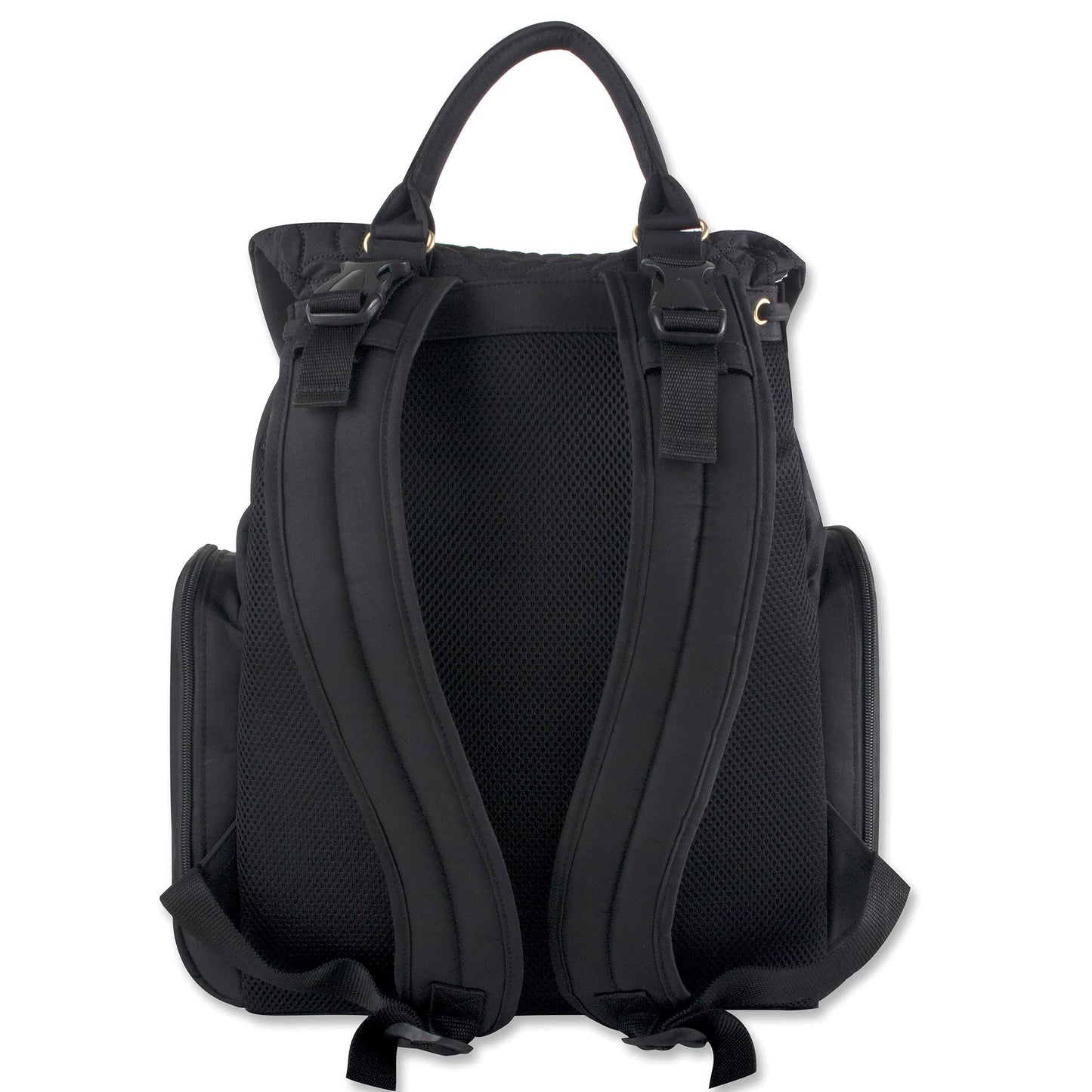 Modern Quilted Diaper Bag Backpack And Multipurpose Travel Drawstring Baby Bag - 3 Piece Set (Black)