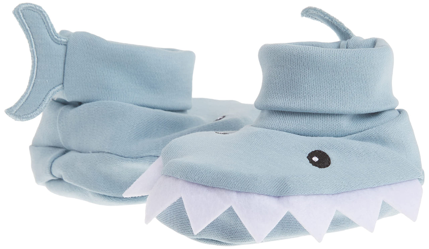 Baby Aspen Shark Bib and Booties Gift Set - Unique Baby Shower Gifts for Boys - 100% Cotton Newborn Bibs and Baby Booties 0-3 Mo