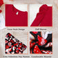 Migu Girls Valentines Day Outfit Size 6-7 Valentines Outfit Girl Red Puffy Sleeve Top Love Pattern Pants Headbands 3Pcs