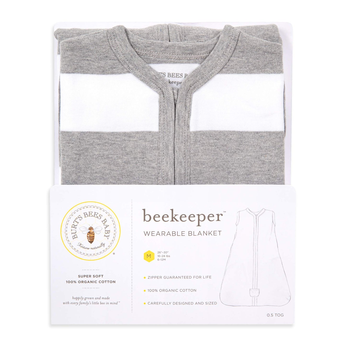 Burts Bees Baby Beekeeper Wearable Blanket Winter, Organic Cotton Swaddle 0.5 or 1.5 TOG, Baby Infant Wearable Blanket & Essent