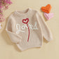 Visgogo Toddler Girl Boys Valentine'S Day Knit Sweater Long Sleeve O Neck Letter Heart Embroidery Pullover Knitwear (Beige, 2-3