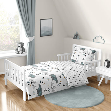 Bear Mountain Watercolor Boy Toddler Kid Childrens Bedding Set By Sweet Jojo Designs - 5 Pieces Comforter, Sham And Sheets