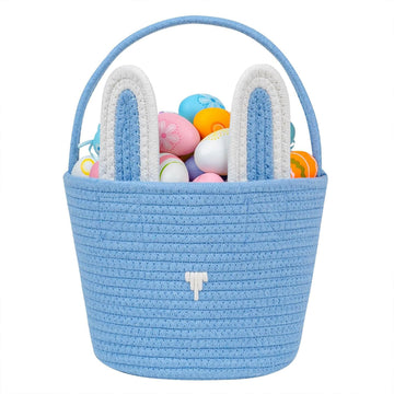 Easter Basket, Easter Bunny Basket with Handle, Easter Baskets for Kids, Baby Gift Basket, Egg Buckets Gifts Tote Bags Egg Hunt 