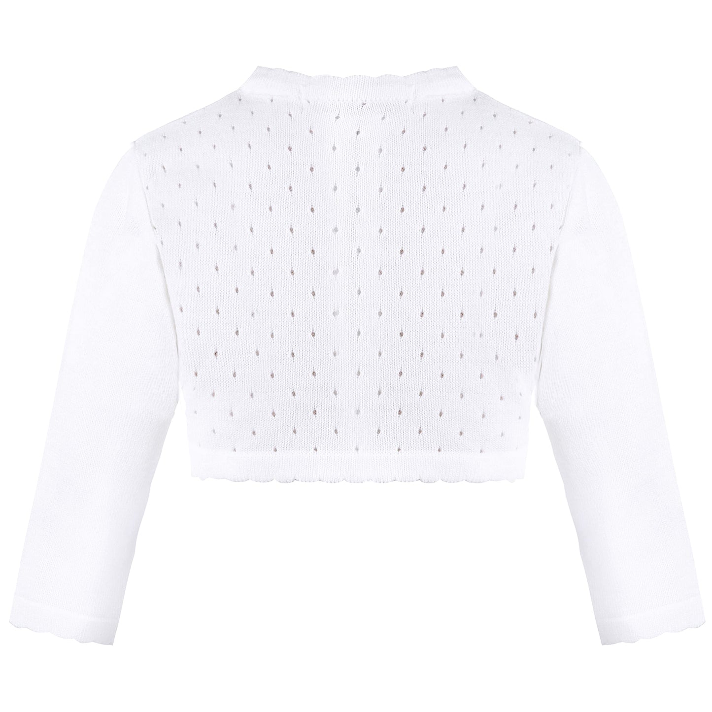 Lilax Baby Girls' Knit Long Sleeve One Button Closure Bolero Shrug 3-6 Months White
