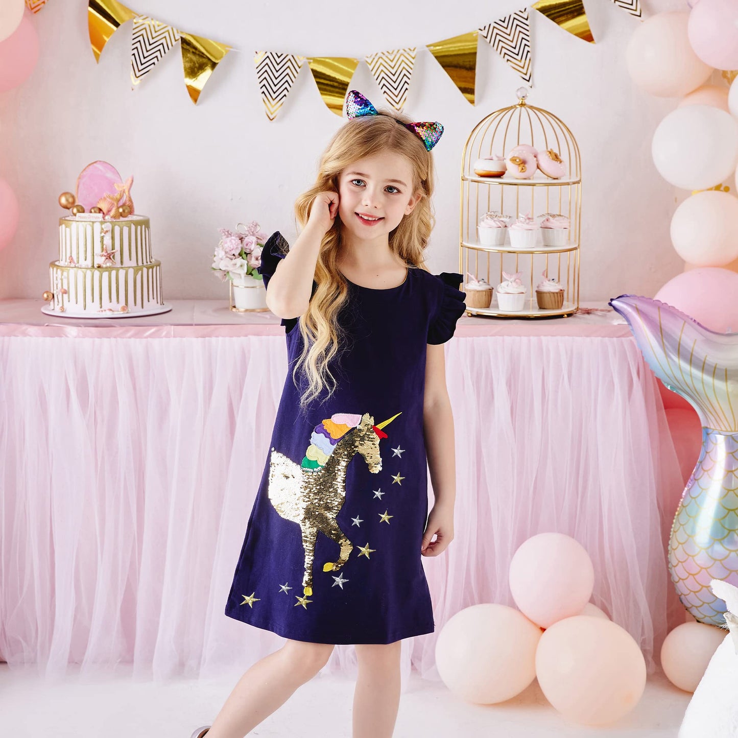 Dxton Toddler Baby Girls Dresses Summer Short Sleeves Dresses Outfits Sh6488 3T