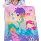 Baby Boom Funhouse Mermaid Kids Nap Mat Set - Includes Pillow and Fleece Blanket - Great for Girls Napping during Daycare or Pre