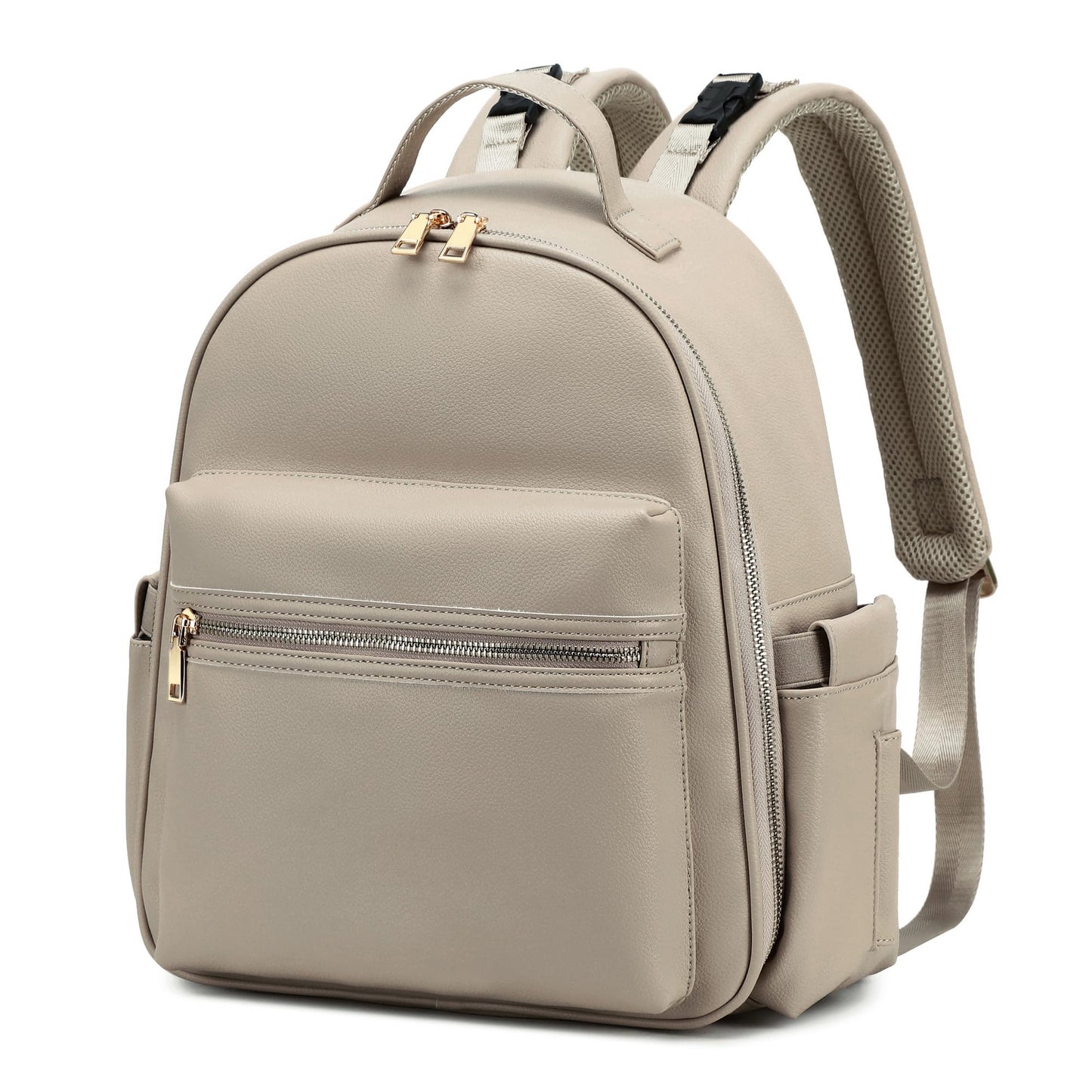 Loradi Small Diaper Backpack With Stroller Buckle, Insulated Pockets And Water-Proof Pocket (Beige)