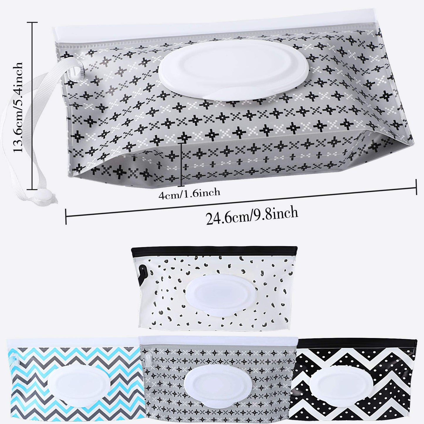 Febsnow 4 Pack Baby Wipe Dispenser, Portable Refillable Wipe Holder, Baby Wipes Container, Wipe Dispenser, Reusable Travel Wet W