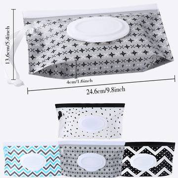 Febsnow 4 Pack Baby Wipe Dispenser, Portable Refillable Wipe Holder, Baby Wipes Container, Wipe Dispenser, Reusable Travel Wet W