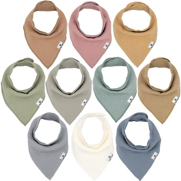 Diapersquad'S 10-Pack Baby Bibs For Drooling And Teething, Bibs For Boys, Baby Girl - Solid Cotton Baby Drool Bibs (Muted - 100%