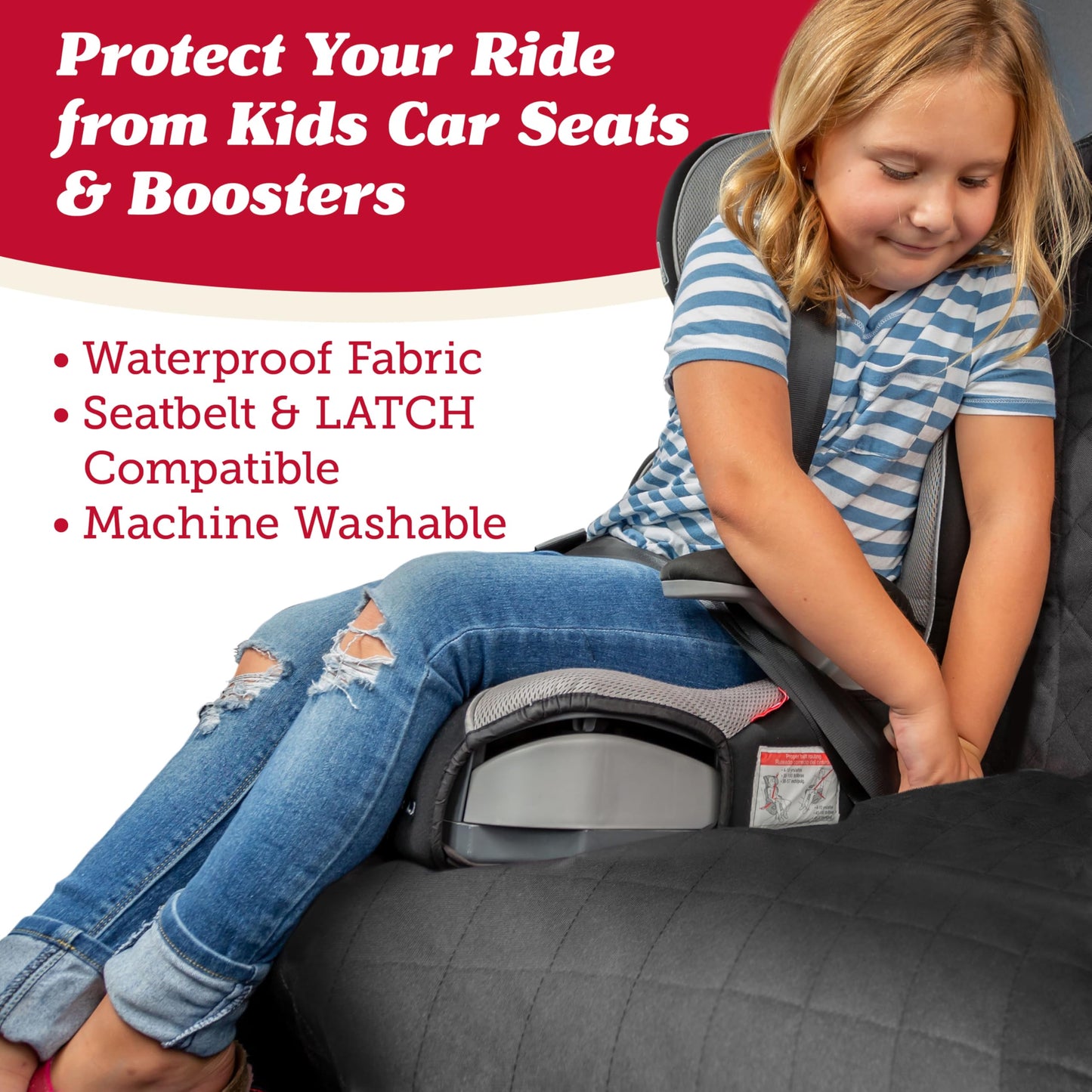 Lusso Gear Car Seat Protector For Baby Car Seat (Bench Seat Cover) - Waterproof - Thick Padding - Protects Fabric Or Leather Sea