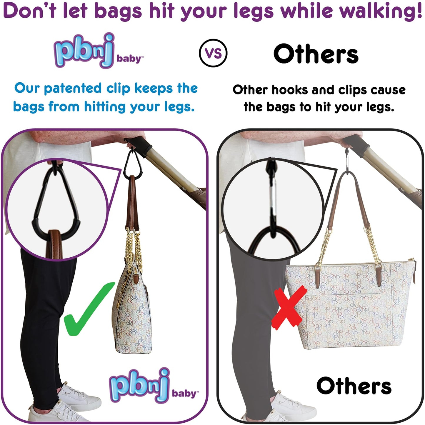 Stroller Hooks For Hanging Diaper Bags - Mommy Stroller Clip And Stroller Accessories Organizer Hook - Large Carabiner Clips For