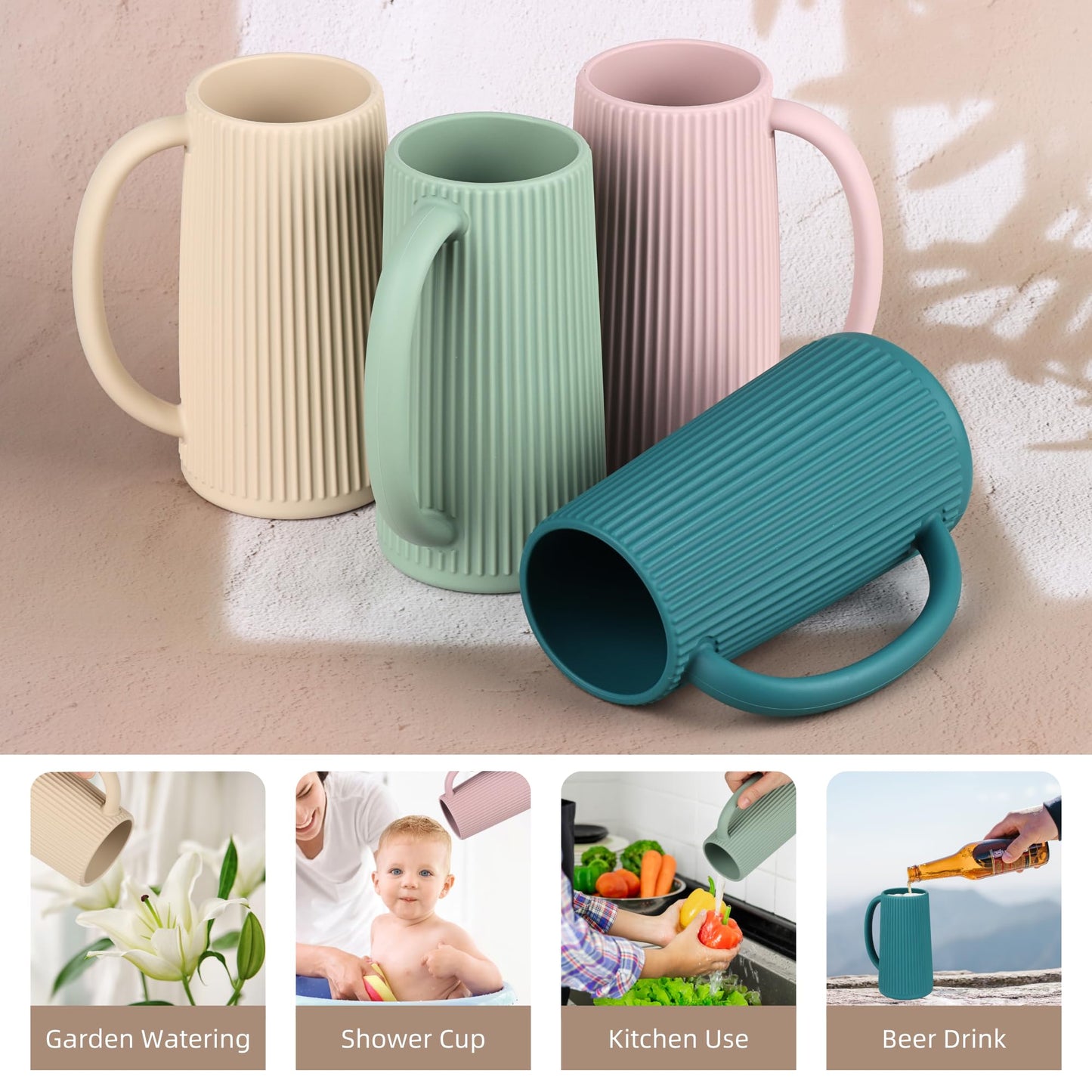 Nothomme Food Grade Silicone Wash Rinser Cup For Kids With Easy Grip Handle, Baby Bath Rinse Cup (Shifting Sand)